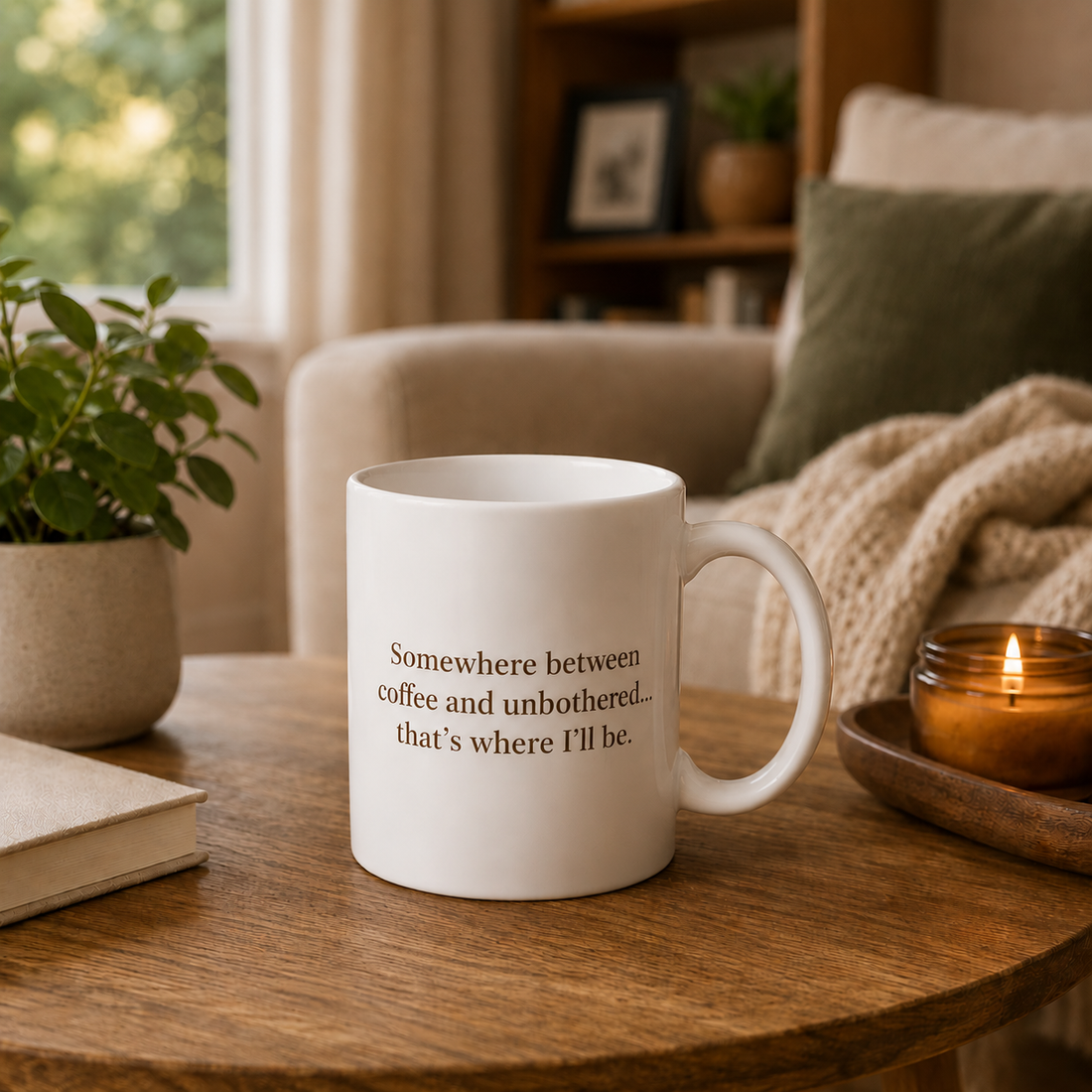 Poetry Mug - "Somewhere between coffee and unbothered... that's where I'll be."
