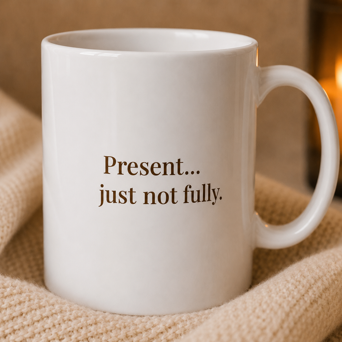 Poetry Mug - "Present... just not fully."