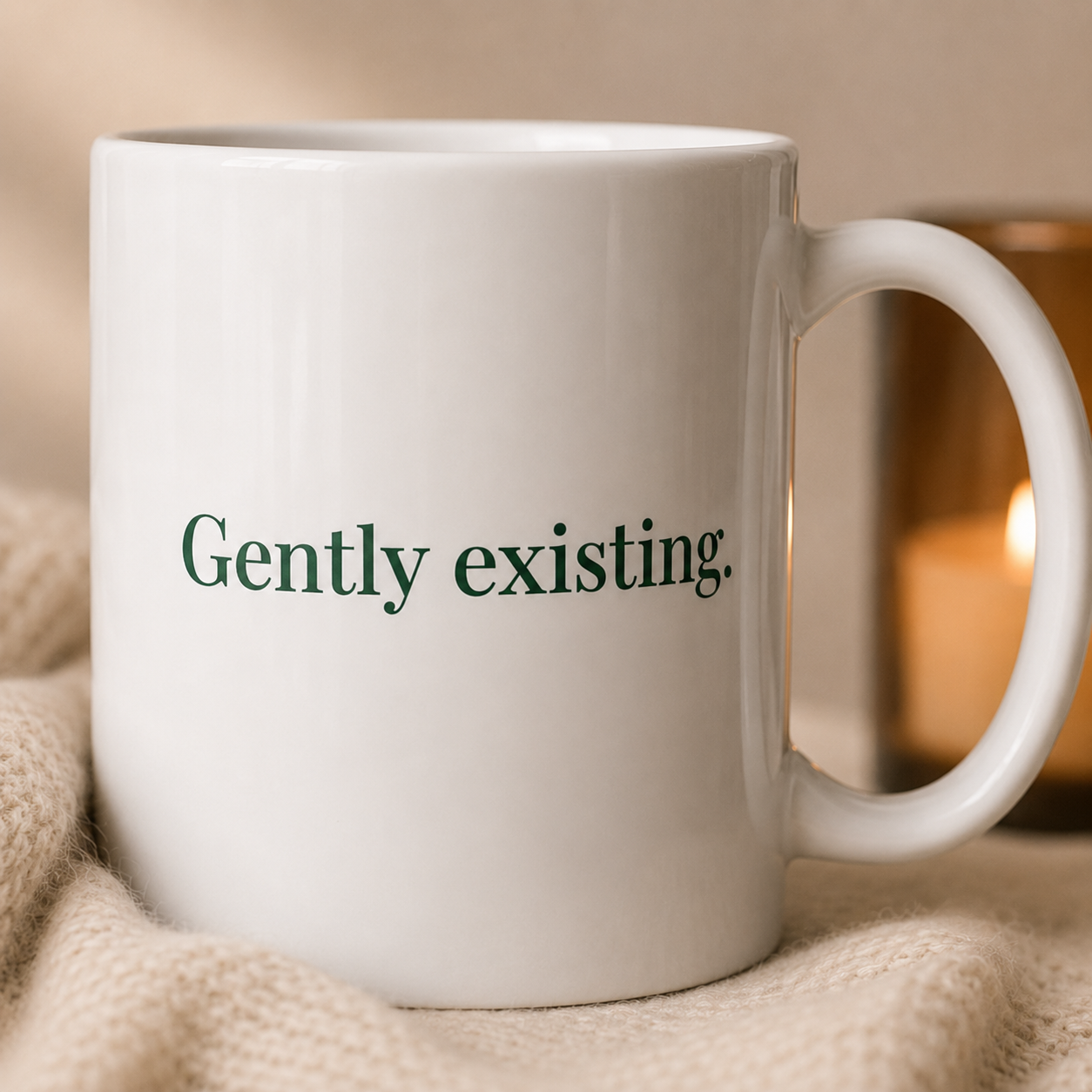 Poetry Mug - "Gently existing."