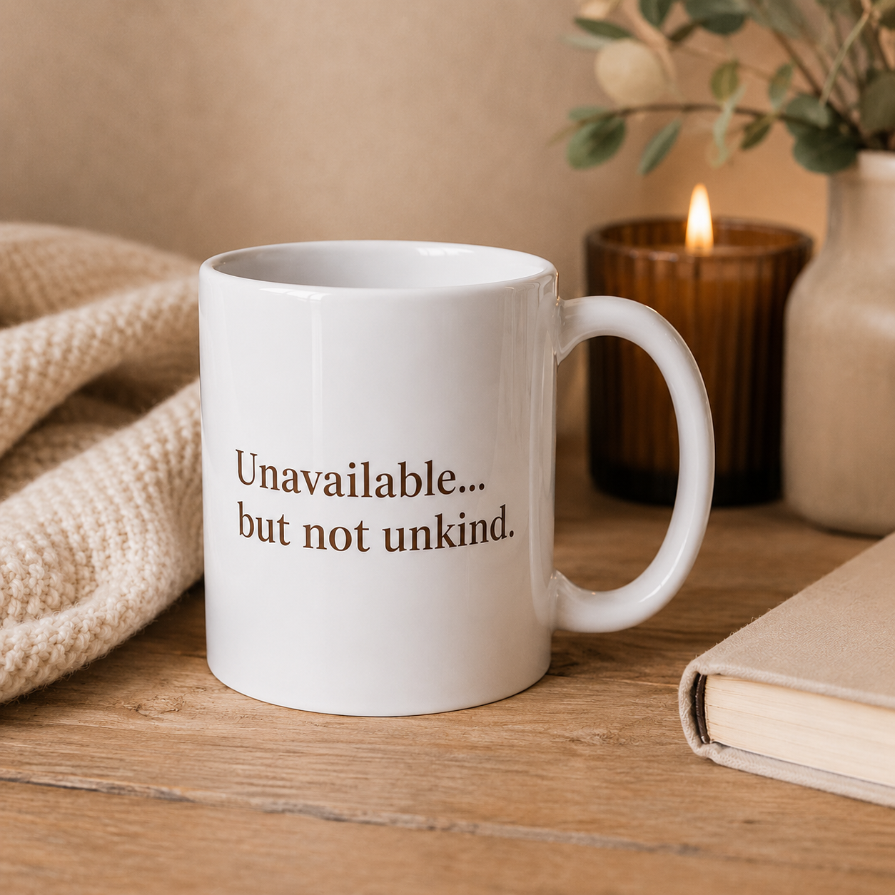 Poetry Mug - "Unavailable... but not unkind."
