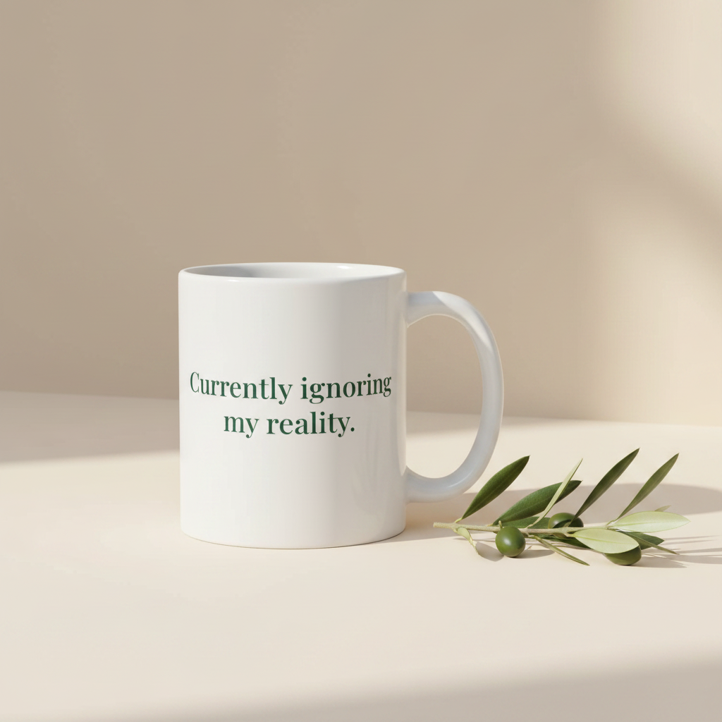 Currently Ignoring My Reality Mug with Olive Branch