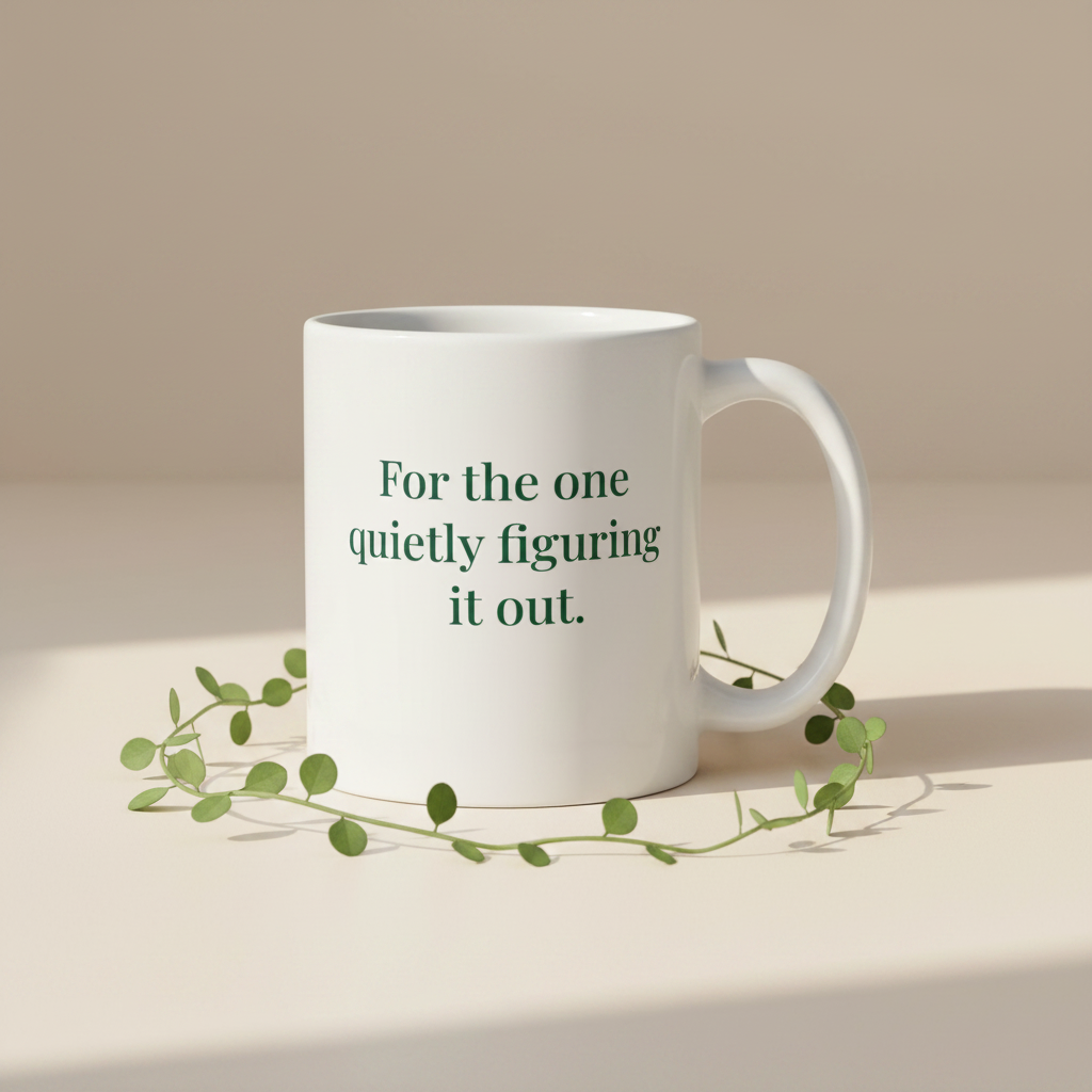 For the One Quietly Figuring It Out Mug with Soft Vine