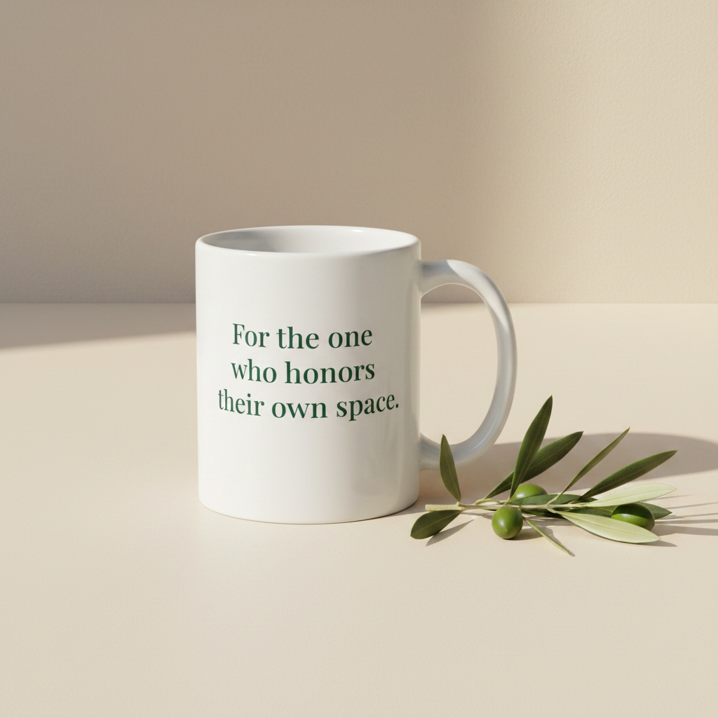 For the One Who Honors Their Own Space Mug with Olive Branch