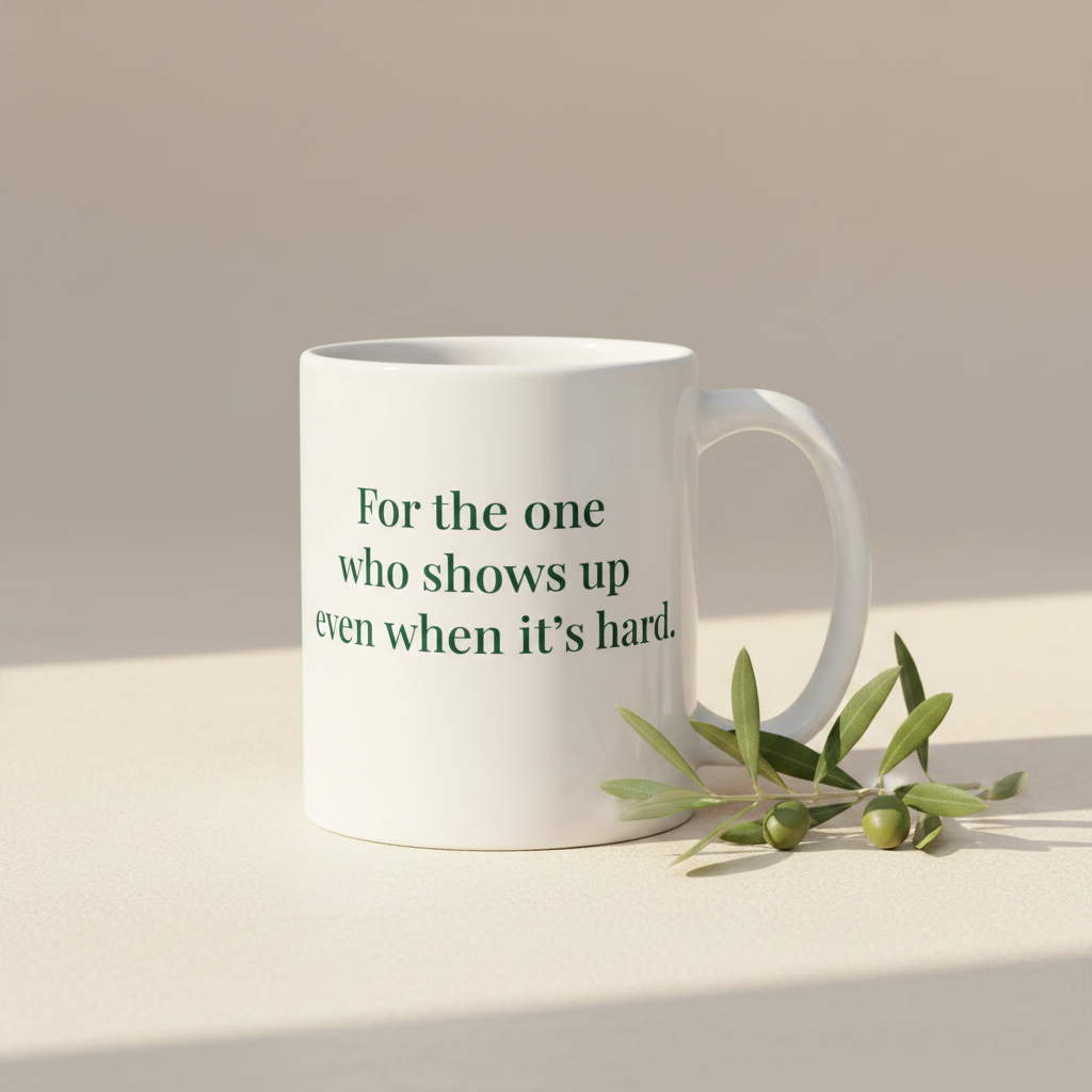 For the One Who Shows Up Mug with Olive Branch
