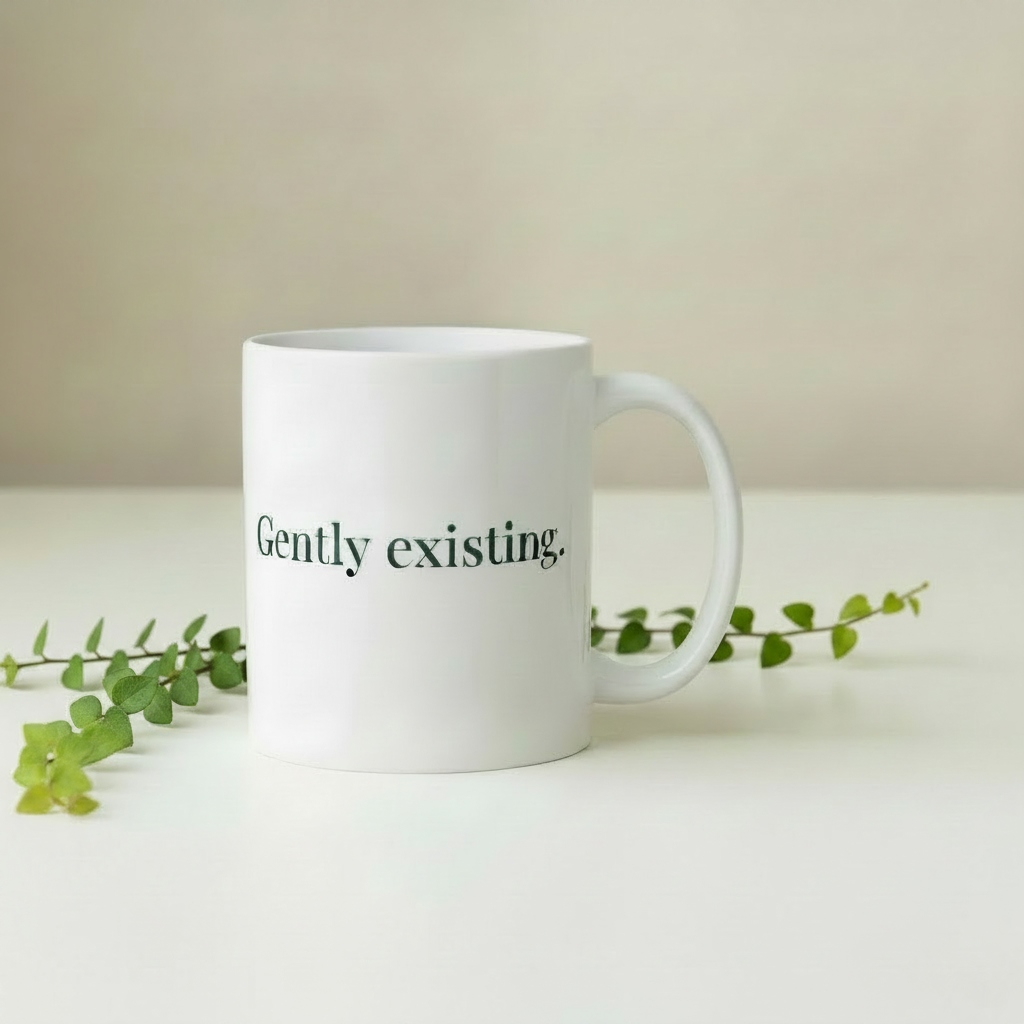 Gently existing mug, refined editorial styling