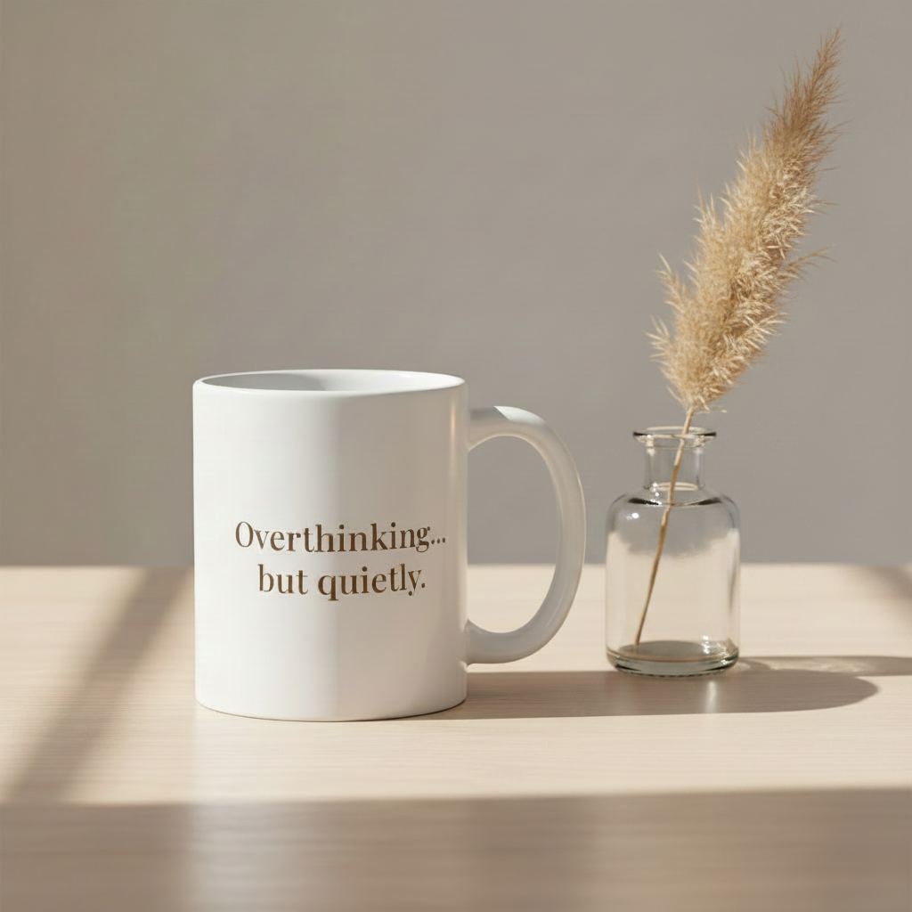 Overthinking... but quietly. — Mug with Vase