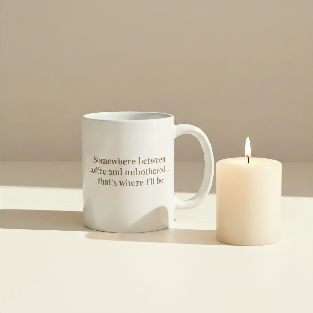 Somewhere Between Mug with Small Candle